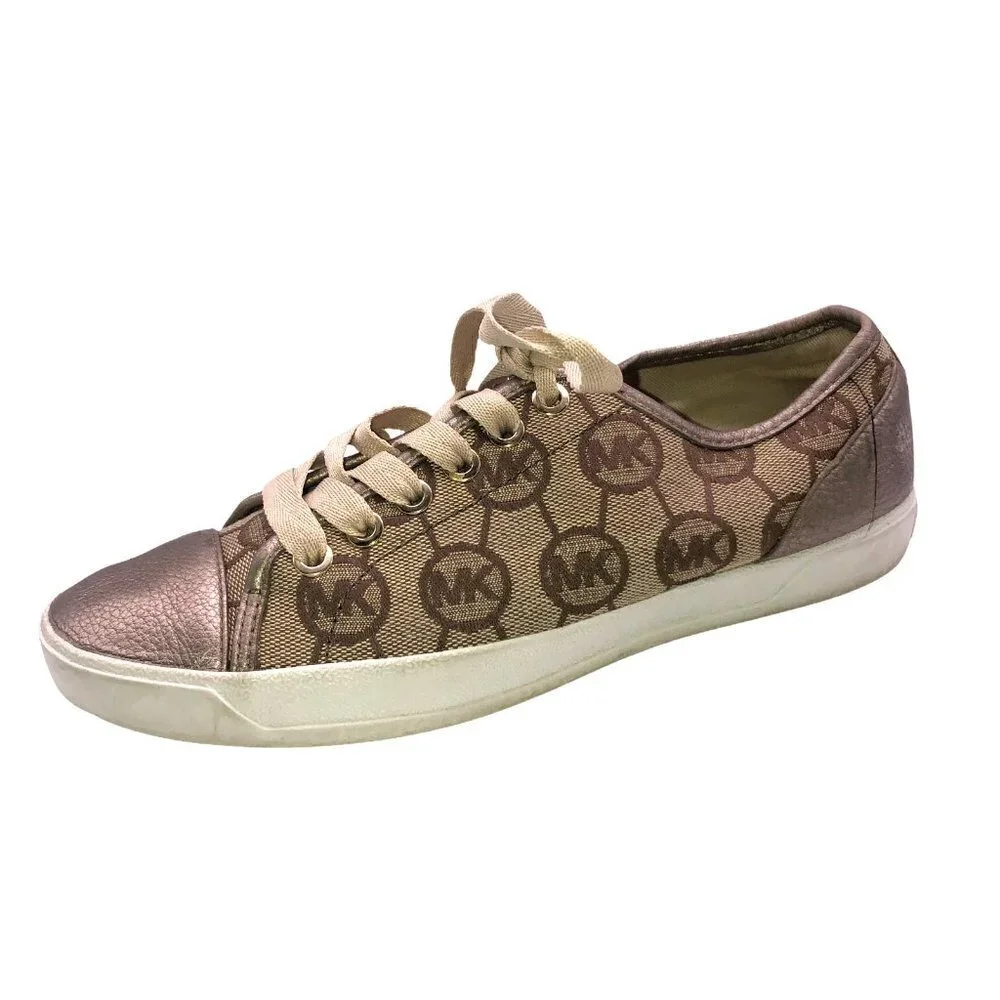 Michael Kors Womens Sz 6 M Lace Up Logo Signature Fashion Shoes Low Top Sneakers
